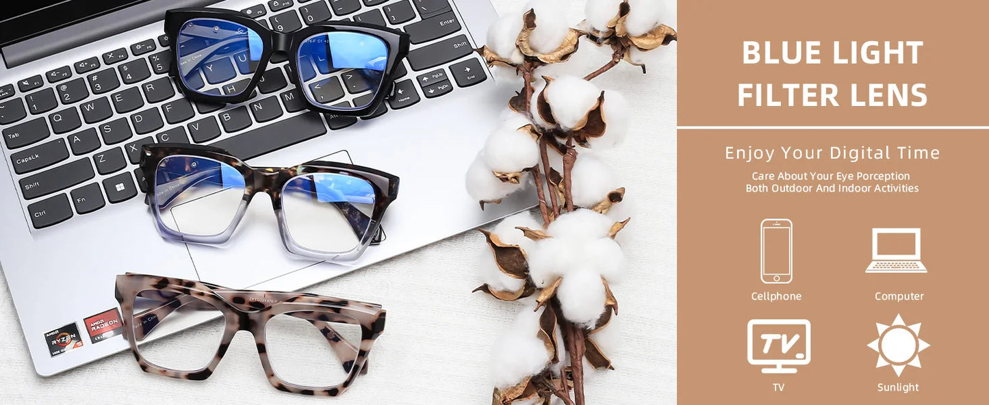 Anti-Blue Light Reading Glasses Good Quality Prescription Glasses For Women Fashion Square Reading Computer Eyeglasses