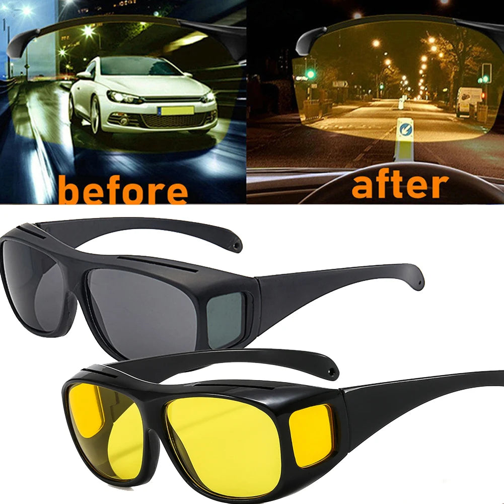 1Pc Car Night Safety Driving Glasses Clip On Sunglasses For Men Women Night Vision Glasses Anti-glare Driver Goggles Sunglasses