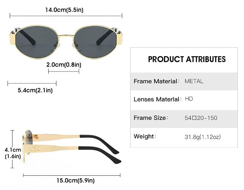 Luxury Metal Brand Sunglasses for Men and Women