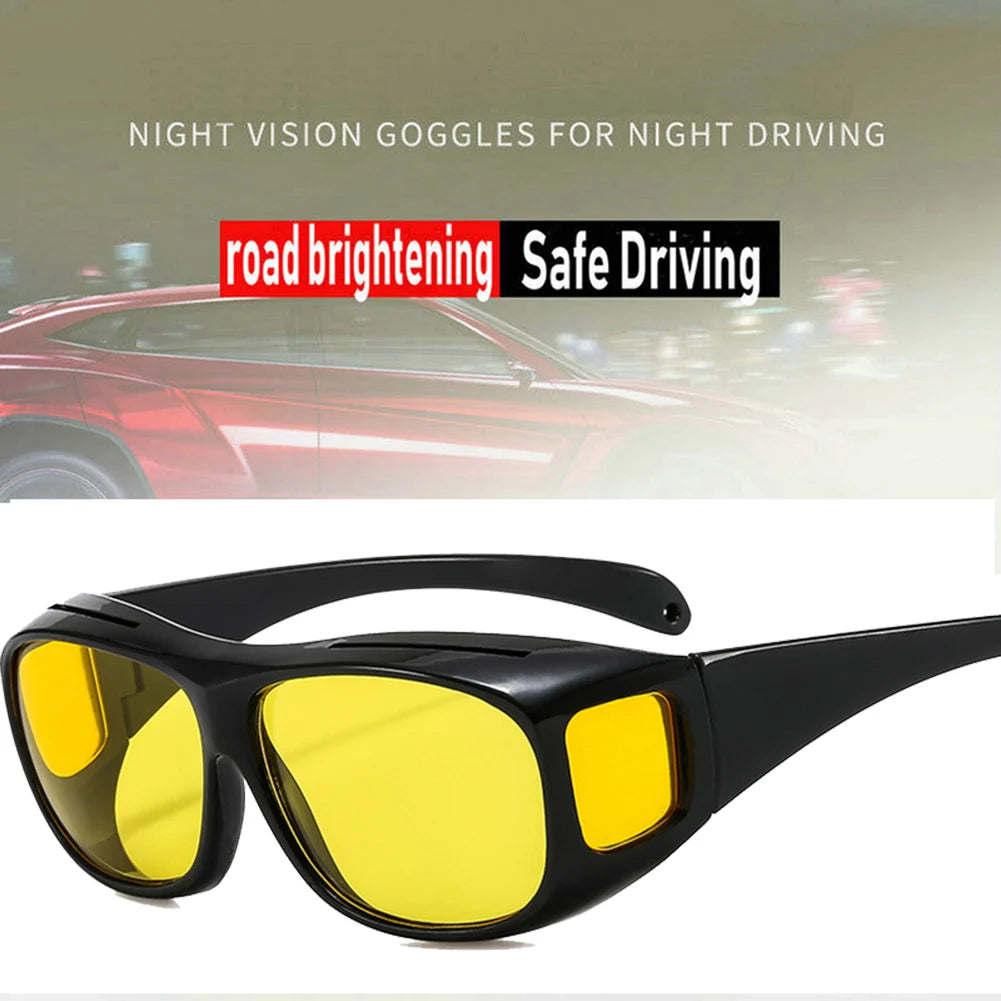 1Pc Car Night Safety Driving Glasses Clip On Sunglasses For Men Women Night Vision Glasses Anti-glare Driver Goggles Sunglasses